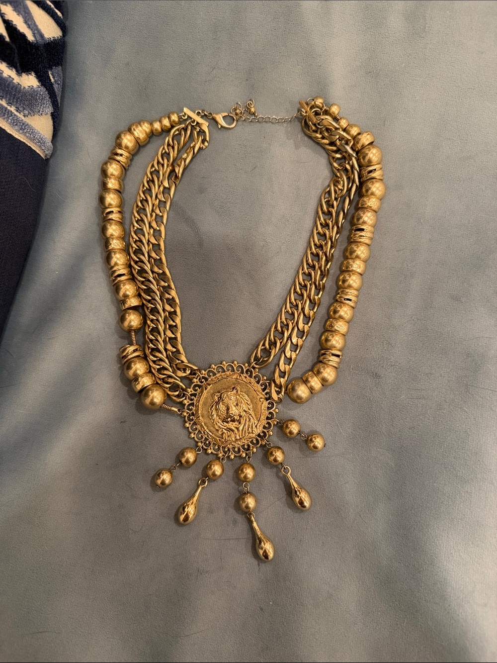 Gold-Tone Statement Tiger Medallion Necklace - Women Jewelry